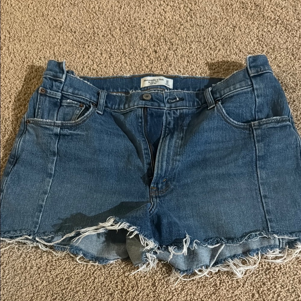 Abercrombie & Fitch Distressed Blue Jean Shorts